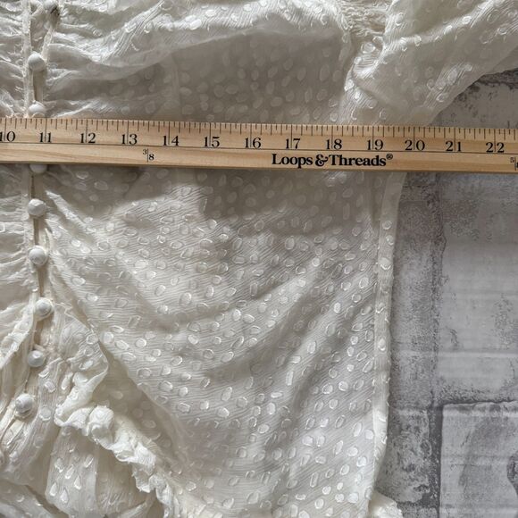 Rebecca Taylor Women's Ruffle Sheer Button Front Ruffle Trim Shirtdress Dress 12 - Picture 4 of 13